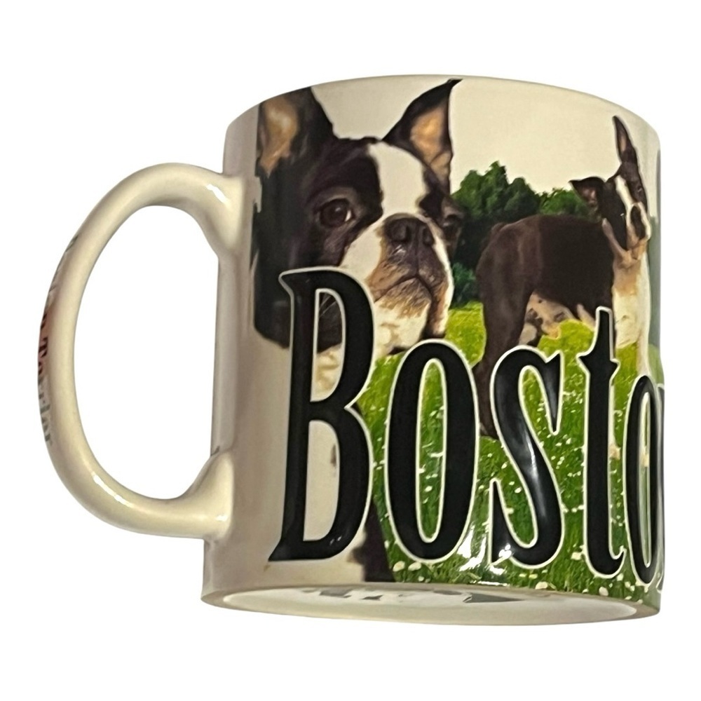 Americaware oversize Boston Terrier ceramic mug 2014 breed on handle puppy/adult